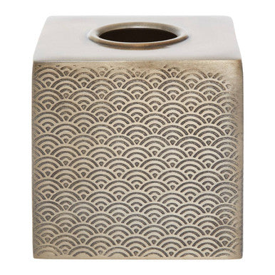 Allegra Gold Aluminium Tissue Box with Etched Detail