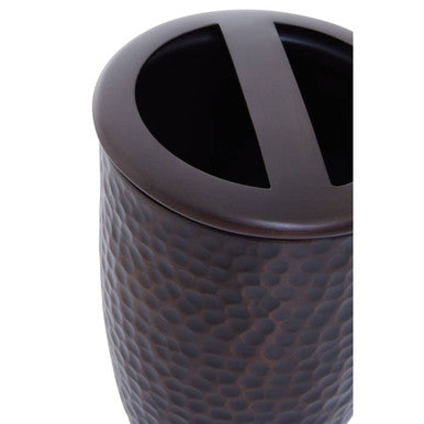 Allegra Dark Bronze Aluminium Toothbrush Holder with Hammered Effect