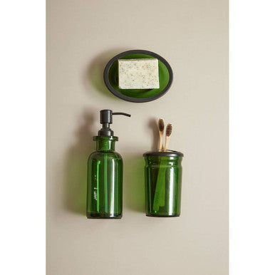 Allegra Green Glass Oval Soap Dish