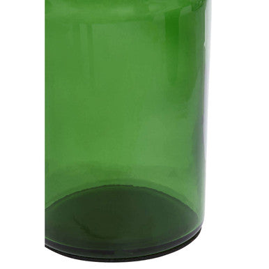Allegra Green Glass Toothbrush Holder with Stainless Steel Divider