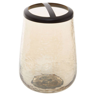 Allegra Black and Gold Glass Toothbrush Holder with Textured Detail