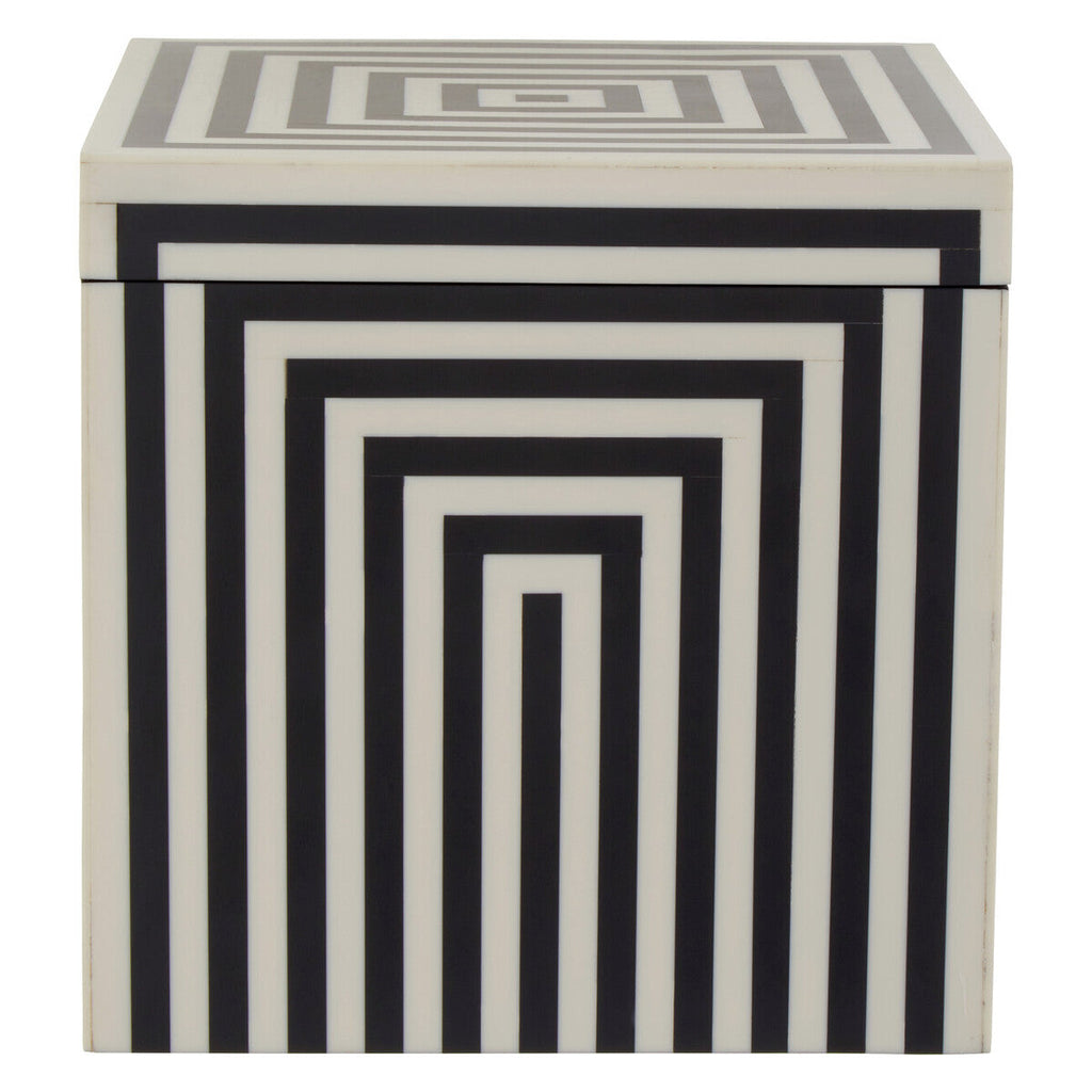 Large Square Black and White Stripe Trinket Box | Donato