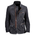 Vintage Jacket Men's Casual Coat Stand Collar Zipper Tooling Patchwork Top