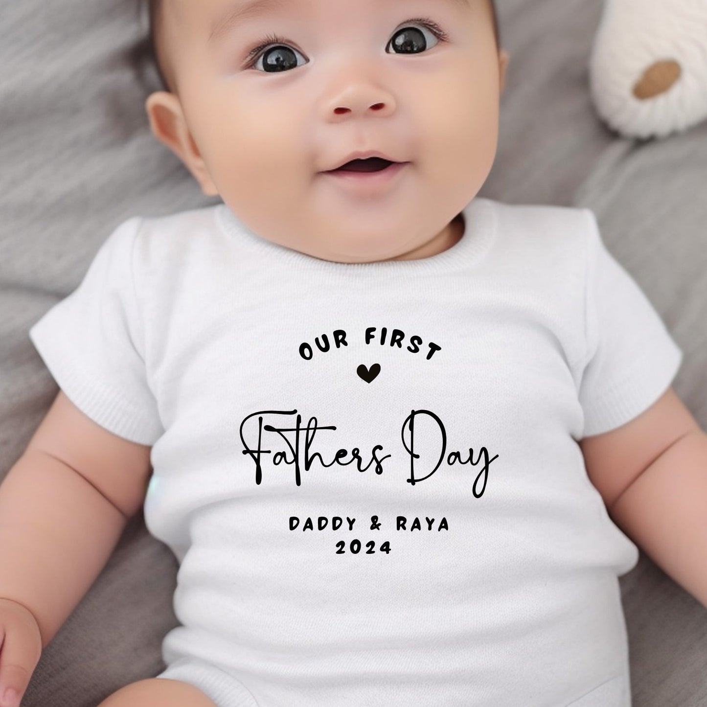 Personalised Our First Fathers Day Babygrow | Name Vest or Bib UK