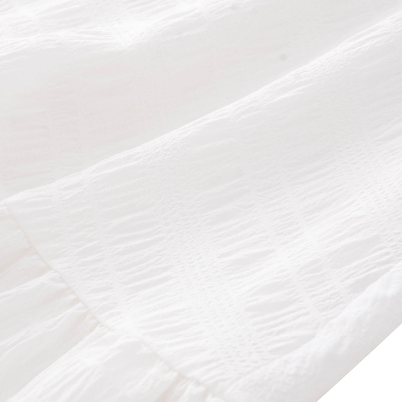 French Vintage V Neck White Dress