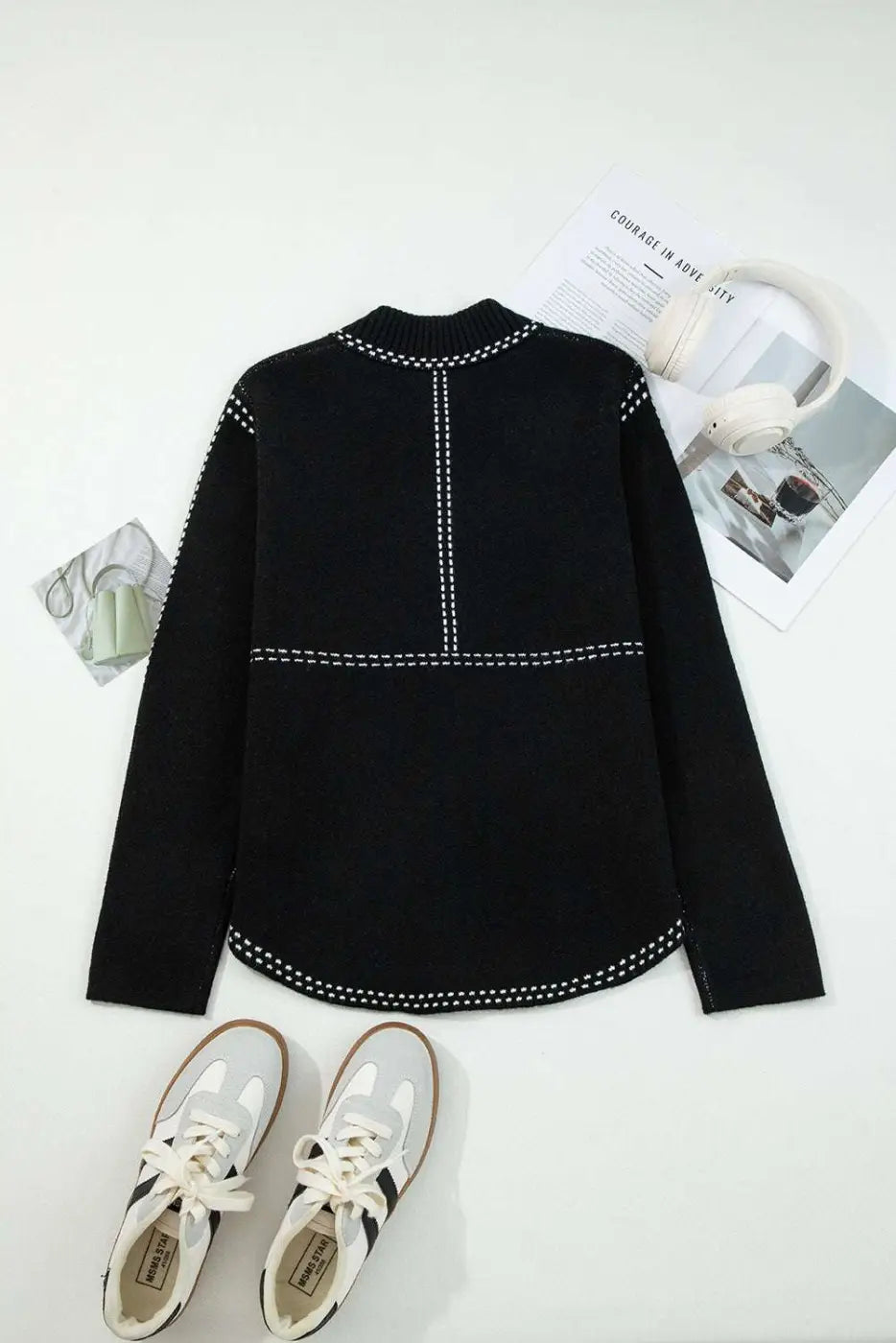 Black Contrast Trim Knit Cardigan Women UK