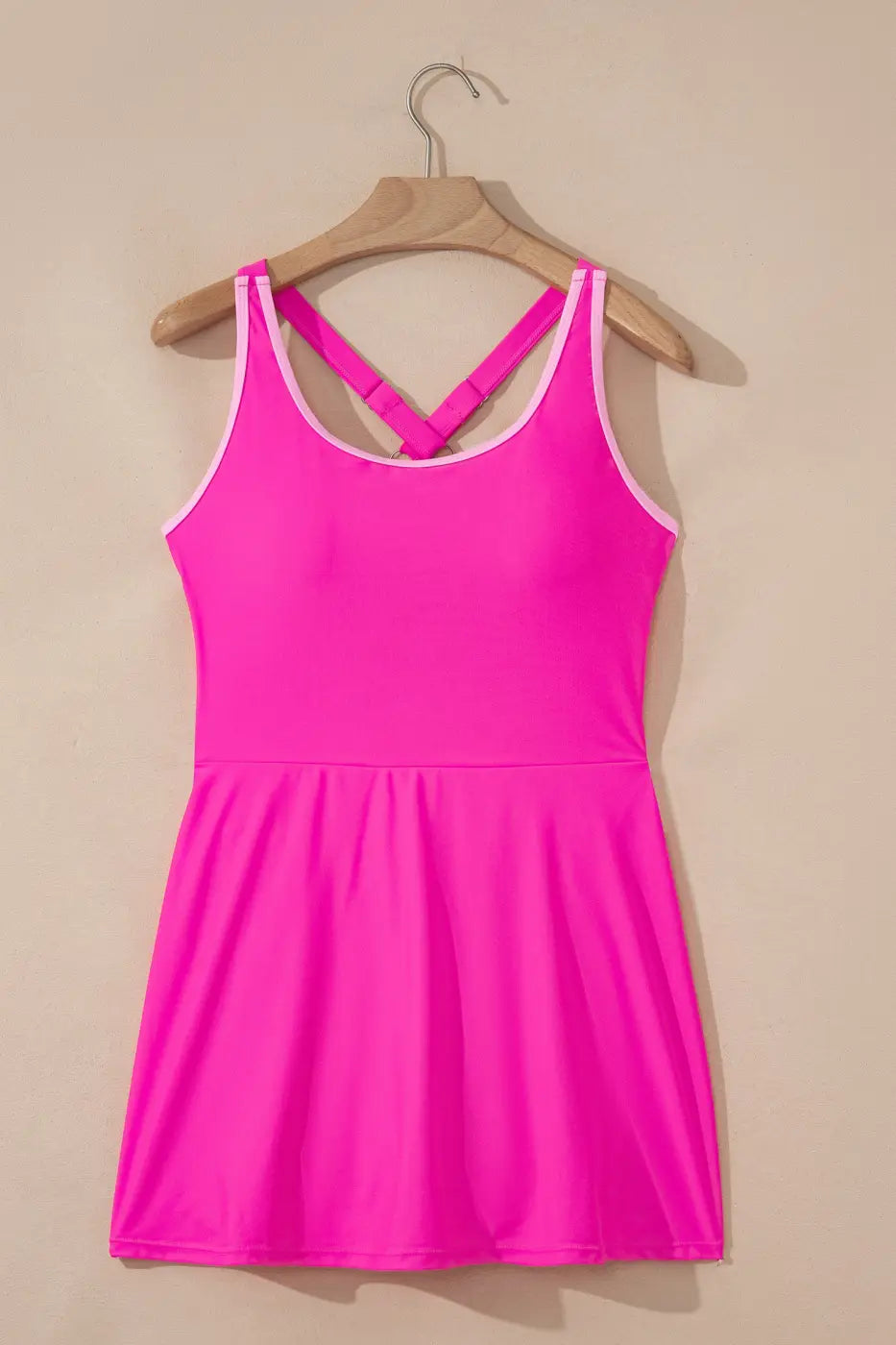 Pink Swim Dress With Built-In Shorts One Piece Swimsuit Women UK