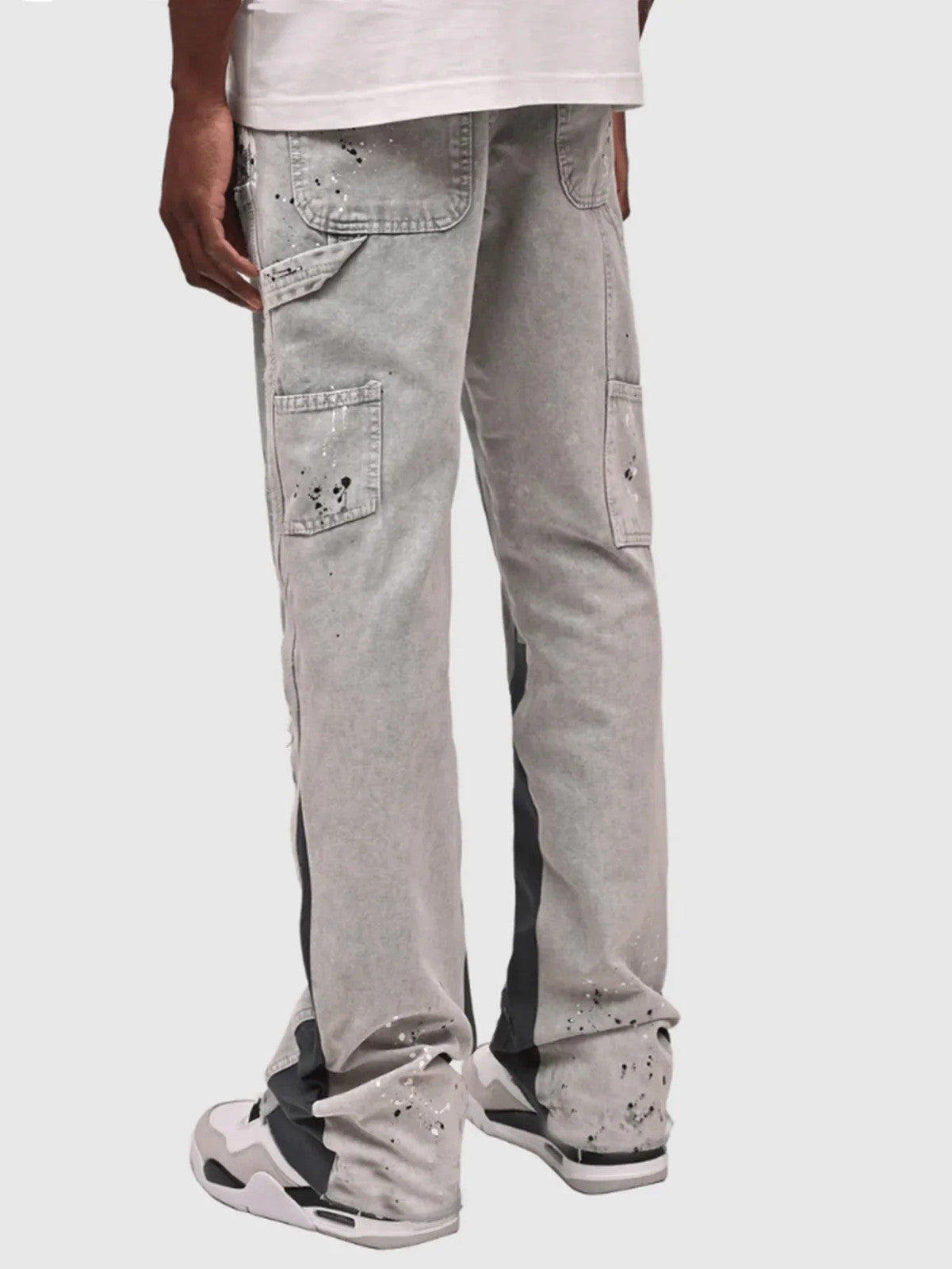 Men's Fashion Jeans Work Pants, European and American Fashion Workwear Elastic