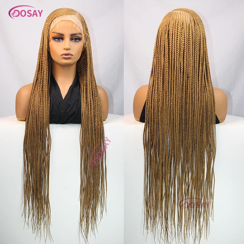 36" Cornrow Box Braided Wigs 613 Blonde Synthetic Wig for Women High Quality