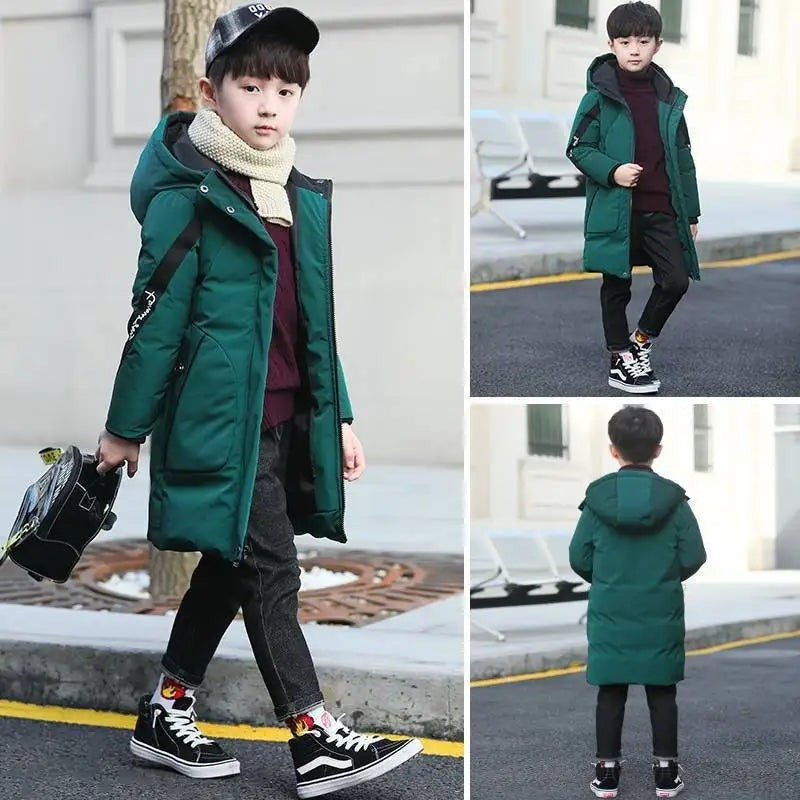 5-12 Years Old Boys Jacket 2023 Winter New Thicken Keep Warm Hooded Camouflage