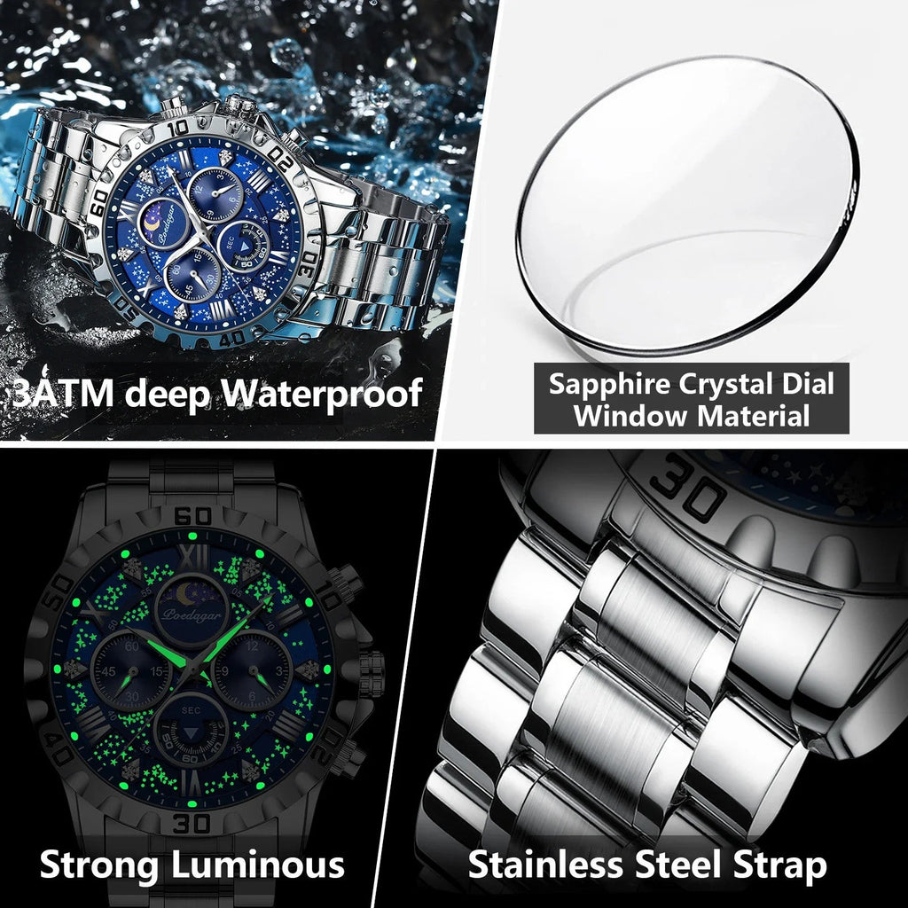 Luxury Watch for Man Quartz Sports Men Watch Waterproof Luminous Stainless
