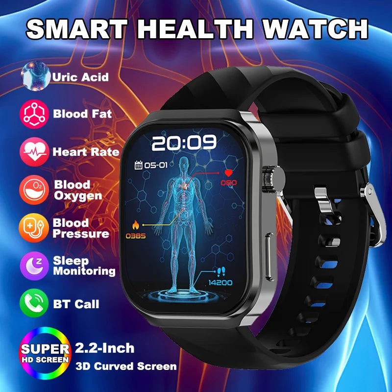 AI Health Smartwatch for Men & Women with Blood Pressure Uric Acid & Blood