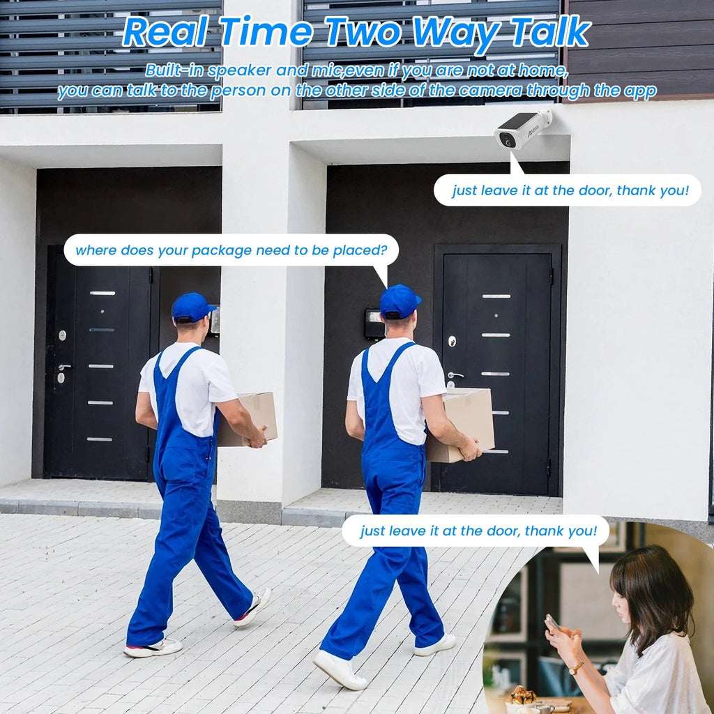 Outdoor Solar Security Camera with Battery 3MP 2.4G WIFI Camera Battery Cloud
