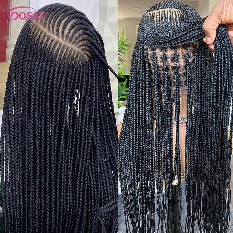 36" Cornrow Box Braided Wigs 613 Blonde Synthetic Wig for Women High Quality