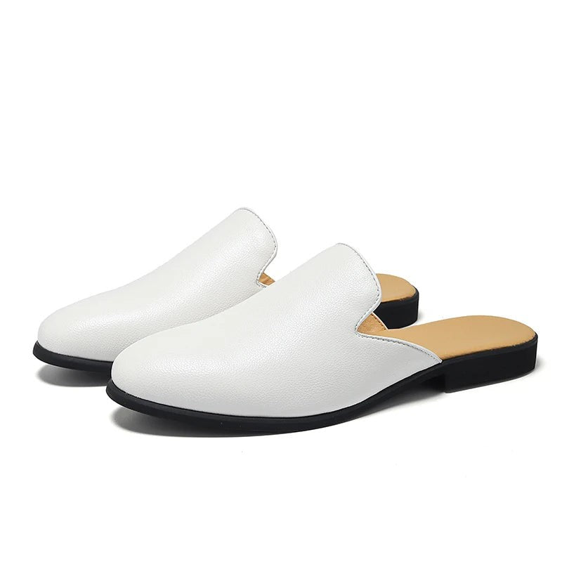 Men Half Breathable Leather Mules