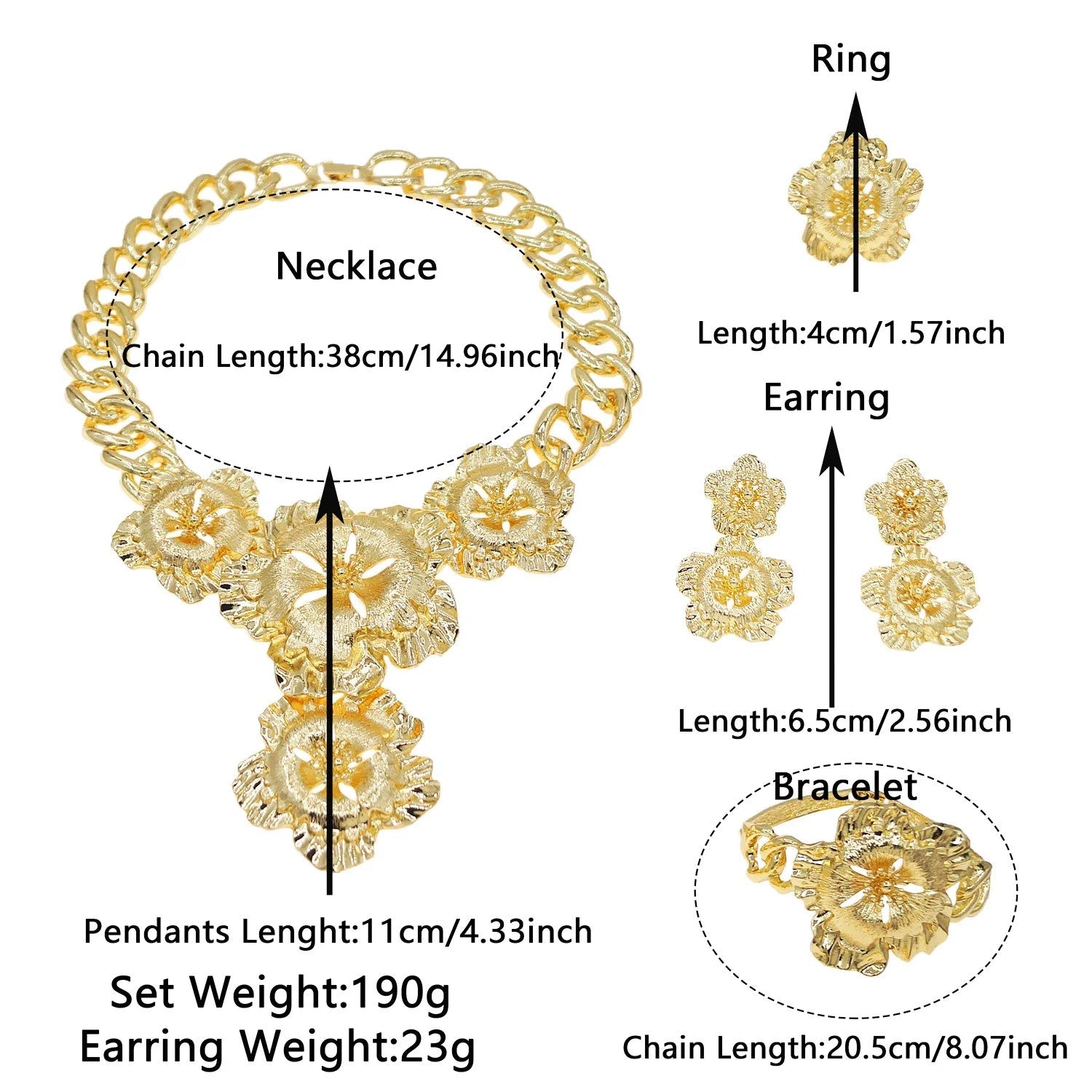 Necklace For Women Fashion New Cuban Chain Necklace Gold Flower Pendant Luxury