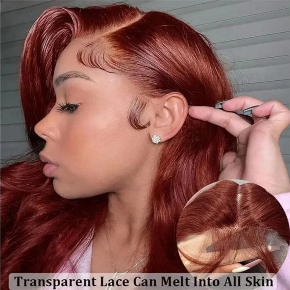 HD 13x4 Reddish Brown Lace Front Colored Glueless Human Hair Wigs Brazilian