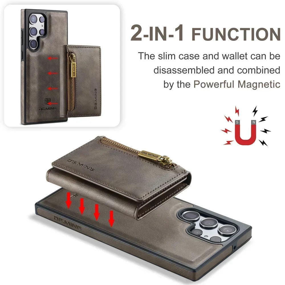 DG.Ming RFID Blocking Retro Flip Leather Case For Samsung Galaxy S25 S24 S22
