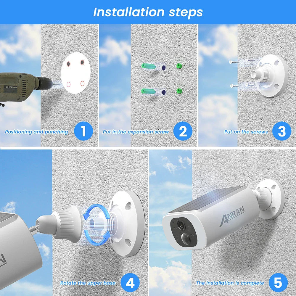 Outdoor Solar Security Camera with Battery 3MP 2.4G WIFI Camera Battery Cloud