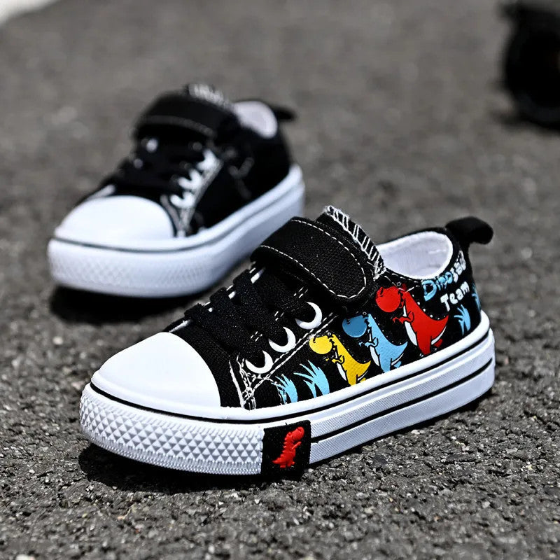 Kids' Animal Print Sneakers | Breathable Fabric | Hook & Loop | Unisex | EU 22–33 | Yellow, Red & Black