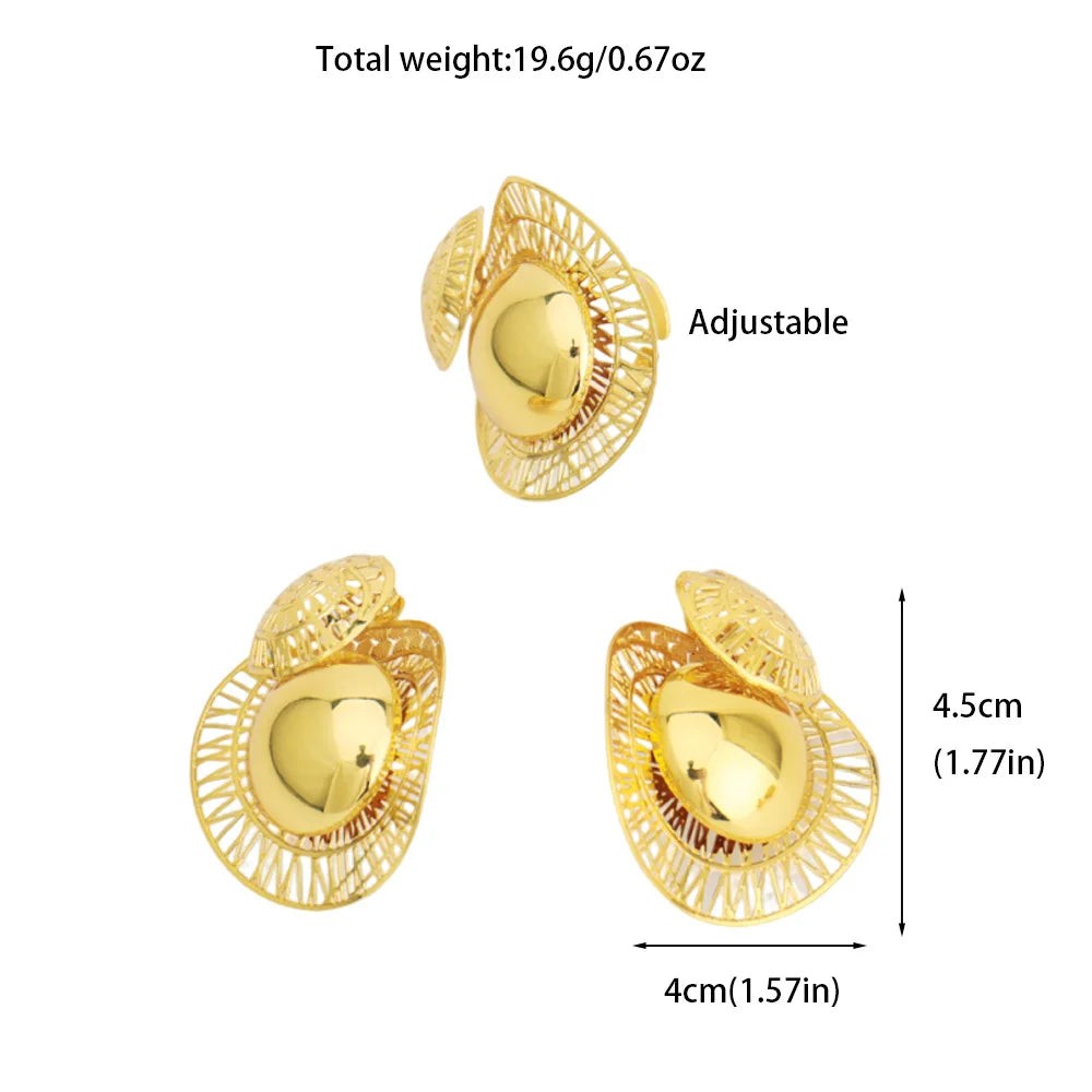 Gold Plated Earrings Ring Set for Women