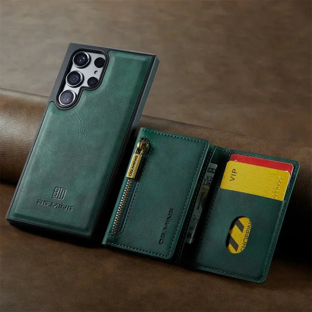 DG.Ming RFID Blocking Retro Flip Leather Case For Samsung Galaxy S25 S24 S22