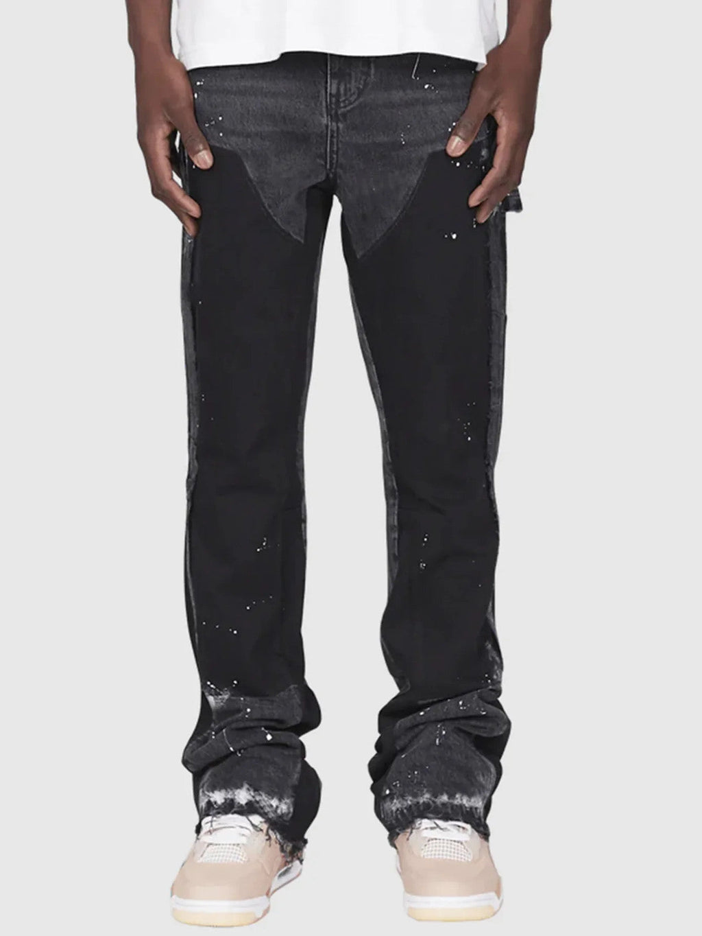 Men's Fashion Jeans Work Pants, European and American Fashion Workwear Elastic