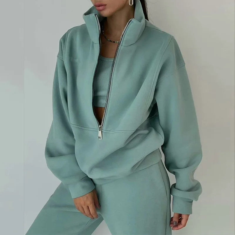 Women's Two-piece Sweater Fleece Sports Tracksuit