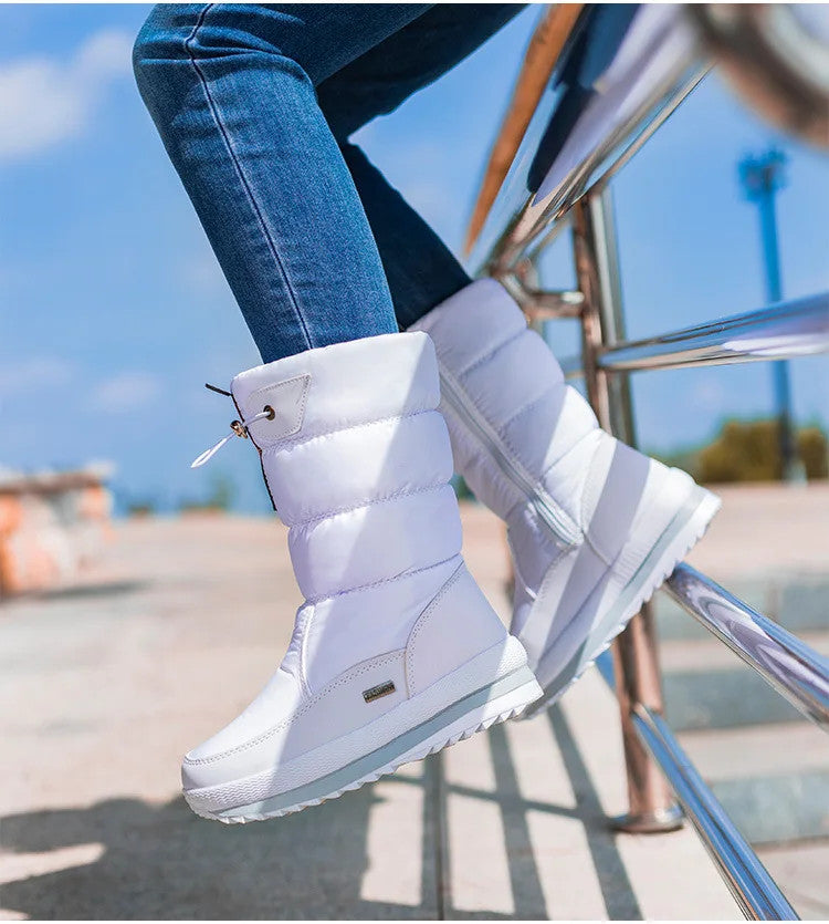 Winter women's Warm Plush Mid-calf Waterproof Snow Boot