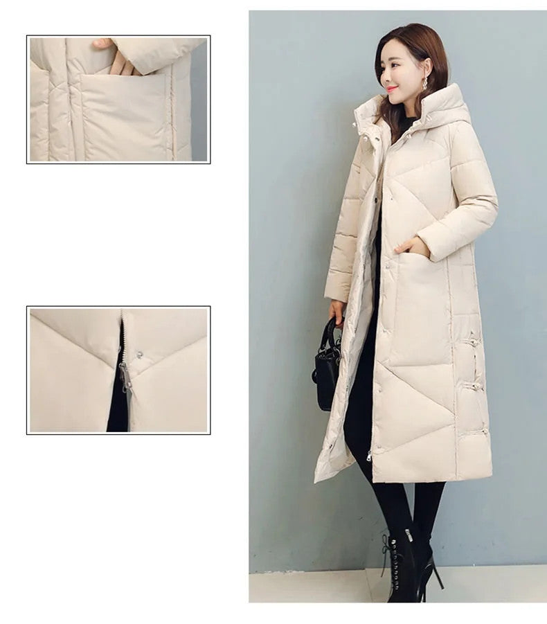 Women's Fashionable Thick Cotton padded Warm Snow Outerwear Windproof Hooded