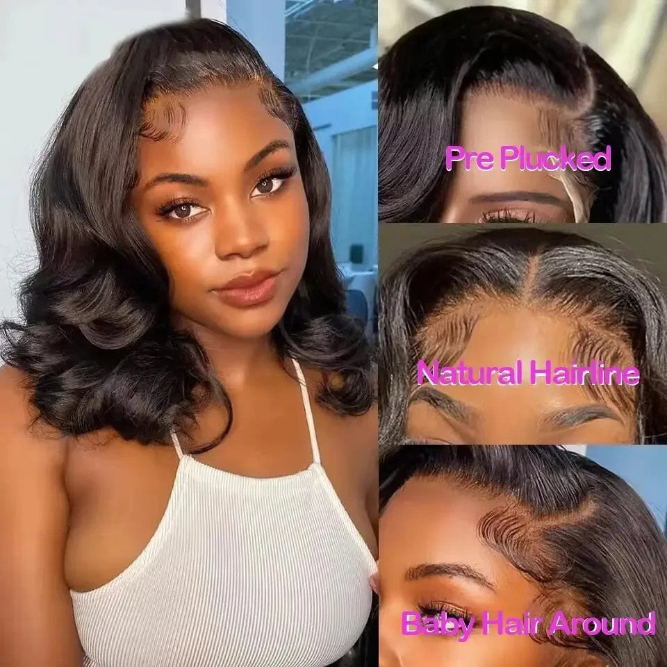 14 16 Inch BoB Wig Human Hair Body Wave 13x6 HD Lace Frontal Wigs Water Wave