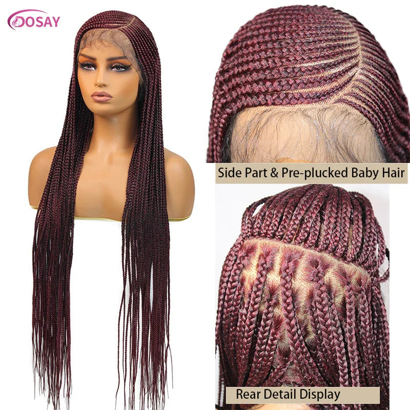36" Cornrow Box Braided Wigs 613 Blonde Synthetic Wig for Women High Quality