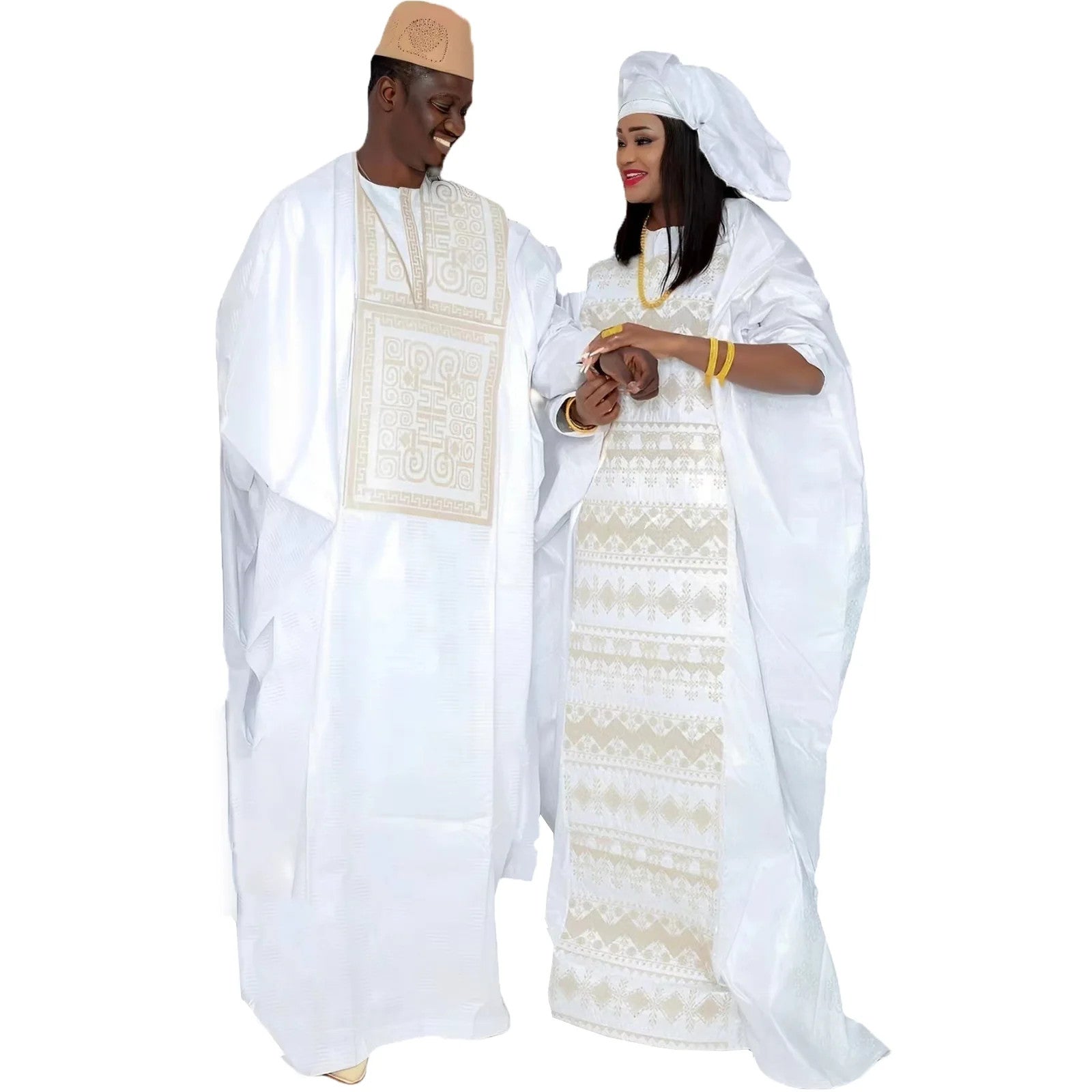 African Dresses For Couples Traditional Bazin Embroidery Dresses Floor Length