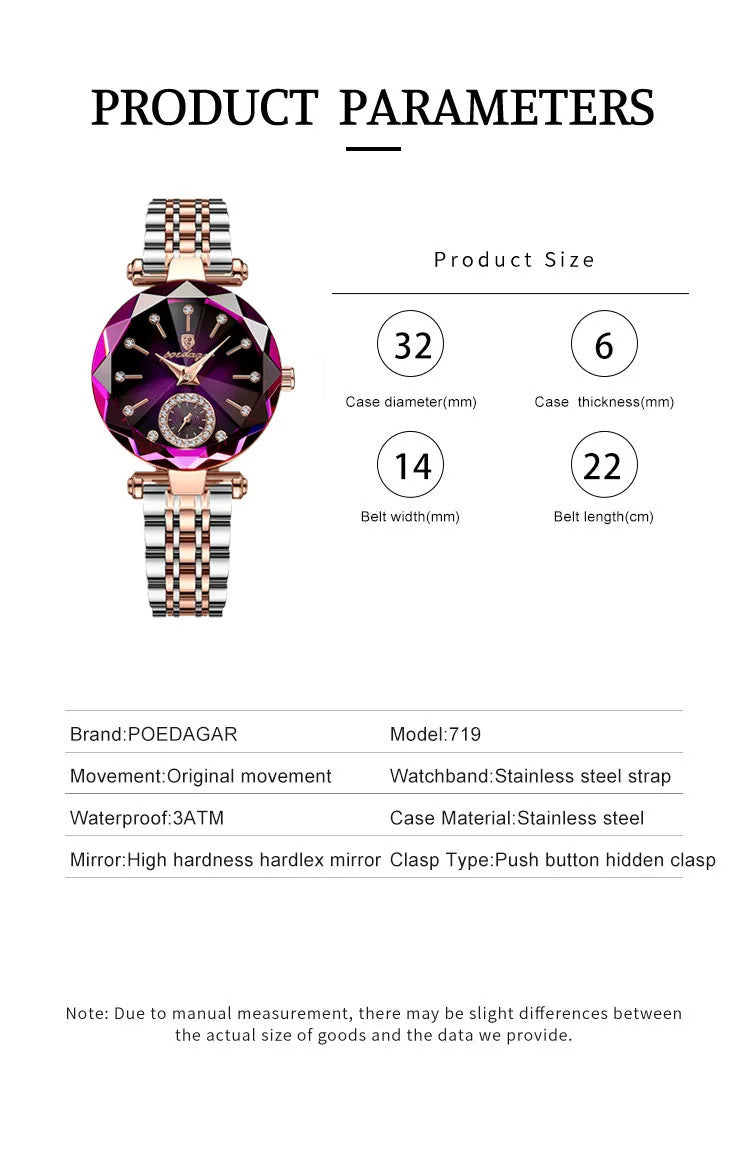 Luxury Elegant Ladies Wristwatch Waterproof Stainless Steel Watch for Woman