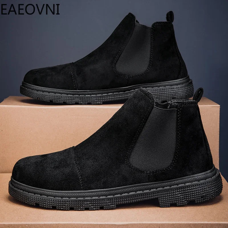 New Winter Boot Casual Shoes for Men Round Toe Slip-on Trendy All-match British