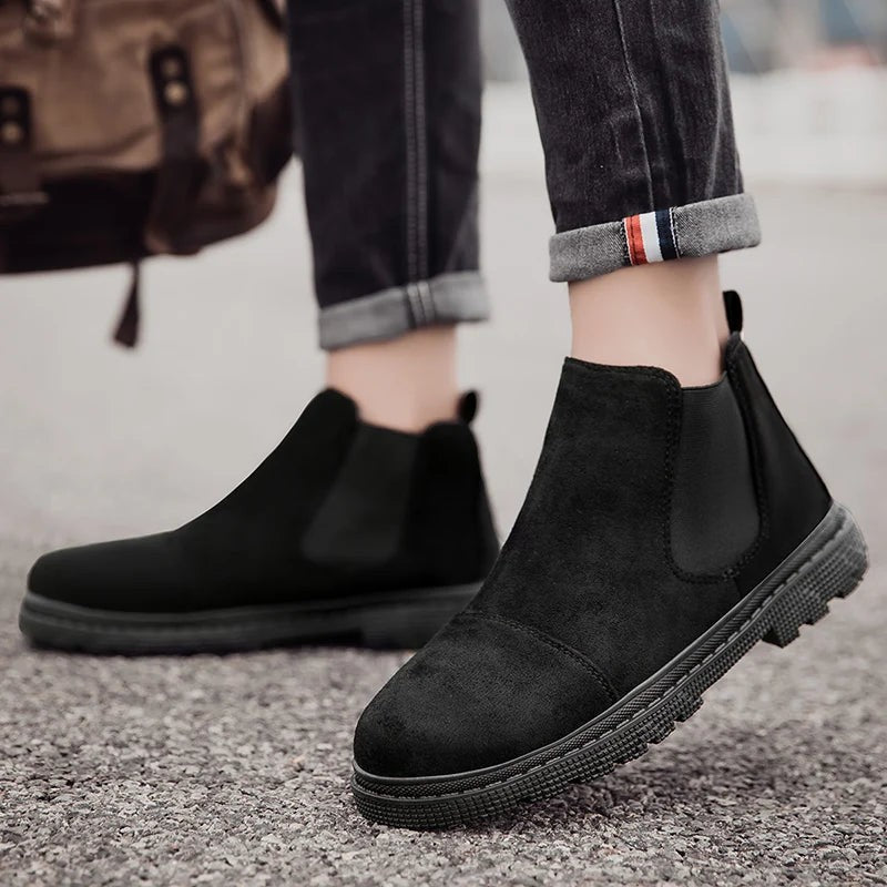 New Winter Boot Casual Shoes for Men Round Toe Slip-on Trendy All-match British