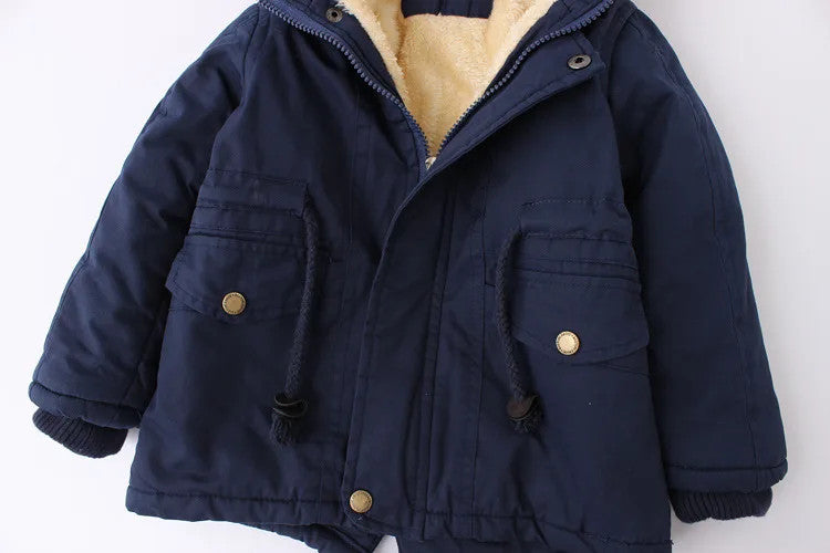 Winter Kids Clothes Plus Velvet Thicken Warm Jacket for Girls Casual Zipper