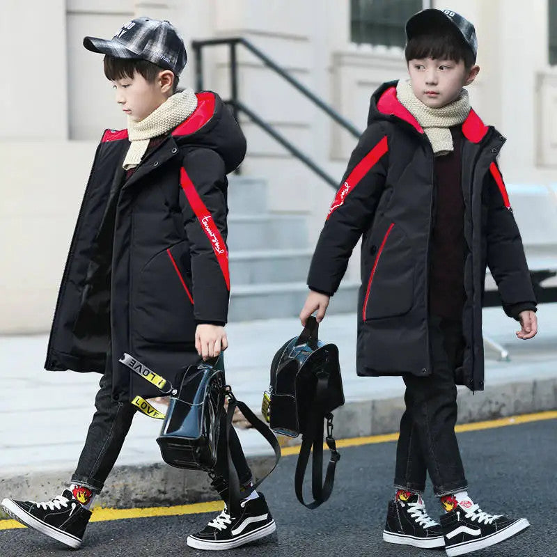 5-12 Years Old Boys Jacket 2023 Winter New Thicken Keep Warm Hooded Camouflage