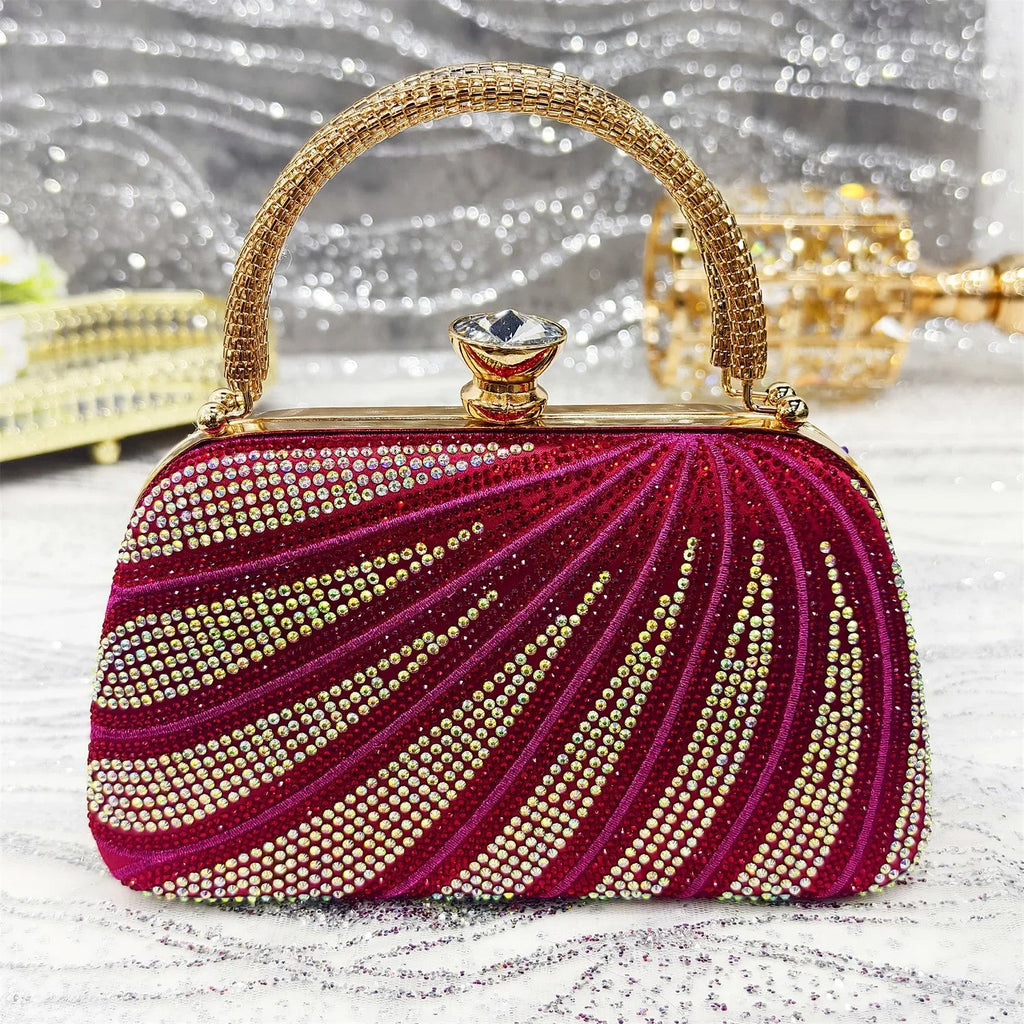 Women's Italian Diamond Studded Shoes and Bag Matching Set