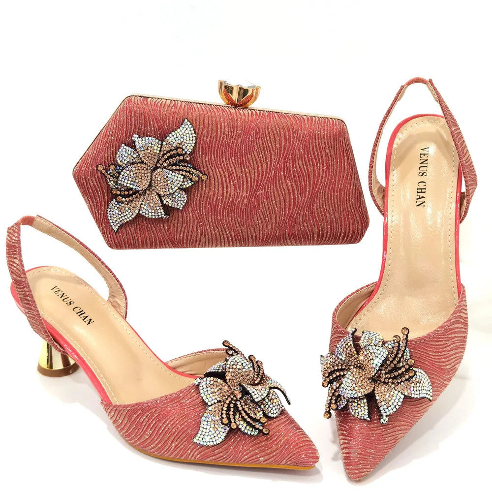 Rhinestone Flower Spike Heel Pumps — Mary Jane Pointed Toe | Black · Green · Pink · Multi | EU 37–43