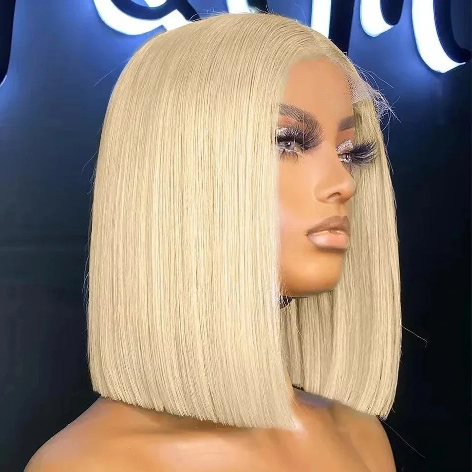 100% Vietnamese Super Double Drawn Bone Straight 13x4 Frontal Bob Wig with