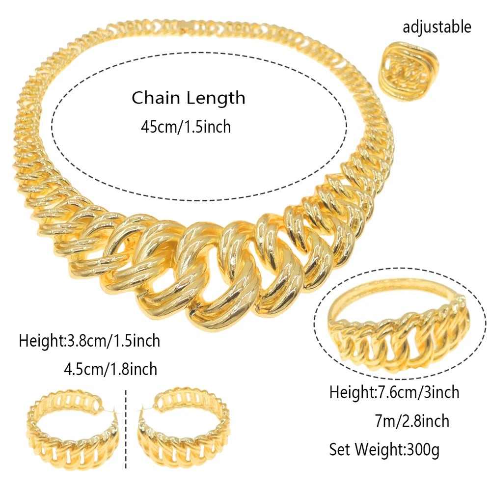 Fashion Woman Necklace Jewelry Set Electric Italy Gold Plated Pendant Wedding