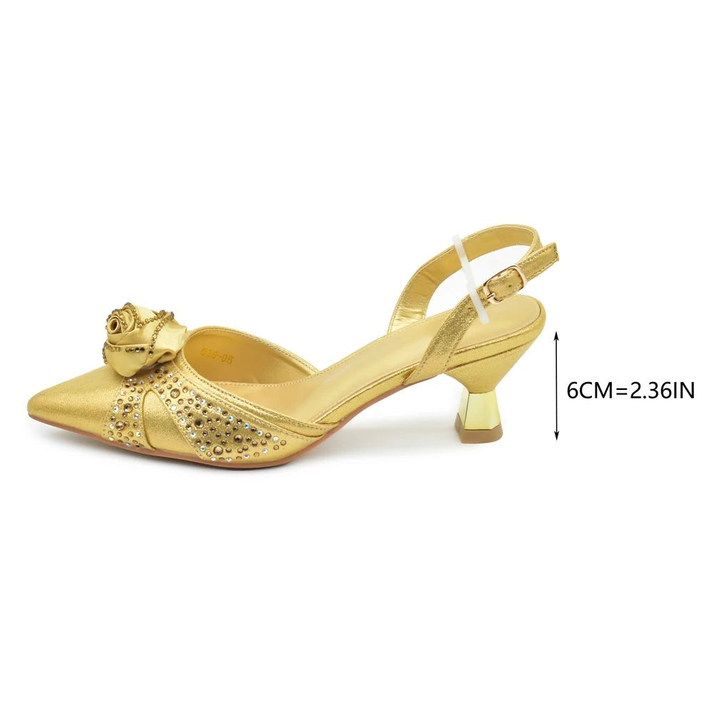 Crystal Rhinestone Spike Heel Pumps | Shoes & Matching Bag Set | EU 38–43 | Party & Wedding