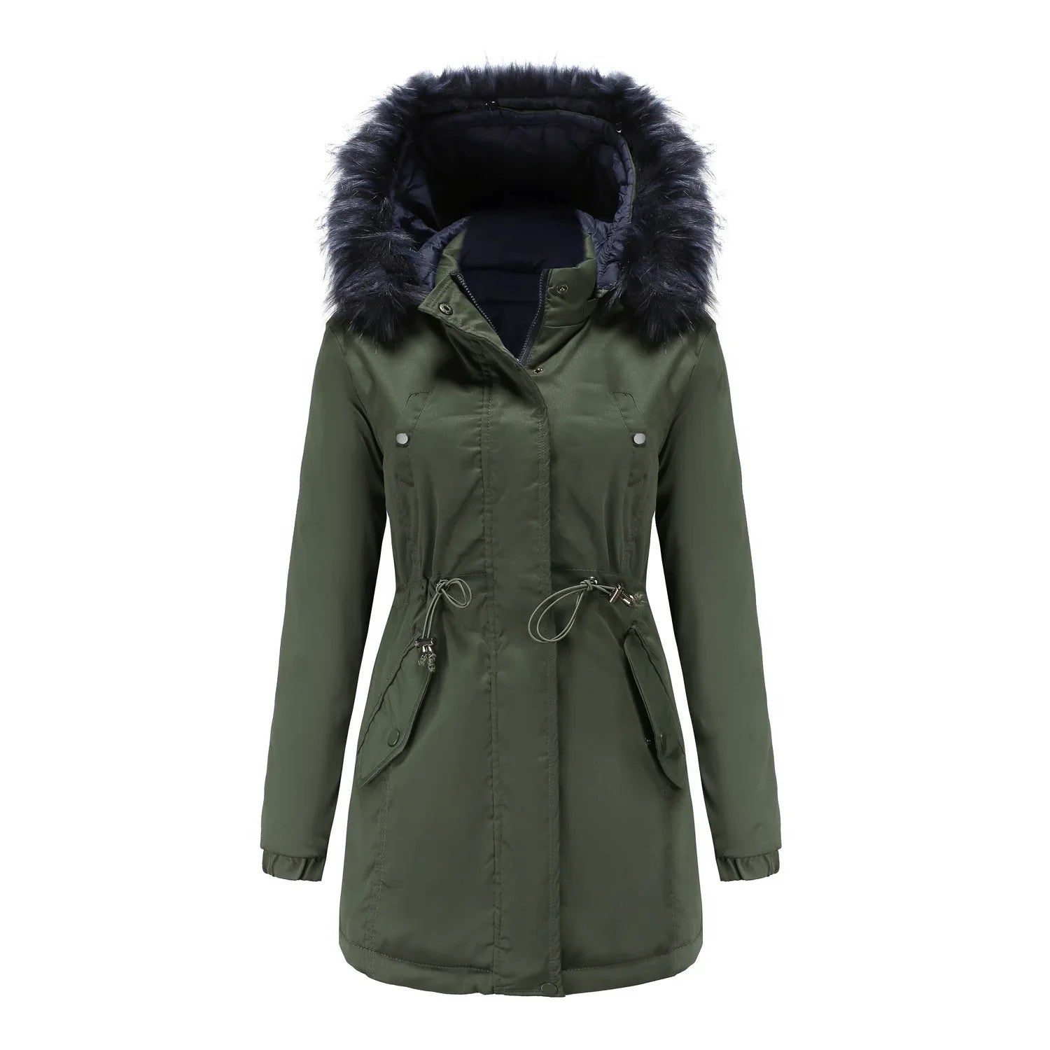 Double Sided Women's winter Thick Detachable Zipper Parka Jacket