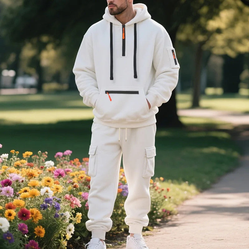 Men's 2 Piece Long Sleeve Athletic Full Zip Jogging Sweatsuits
