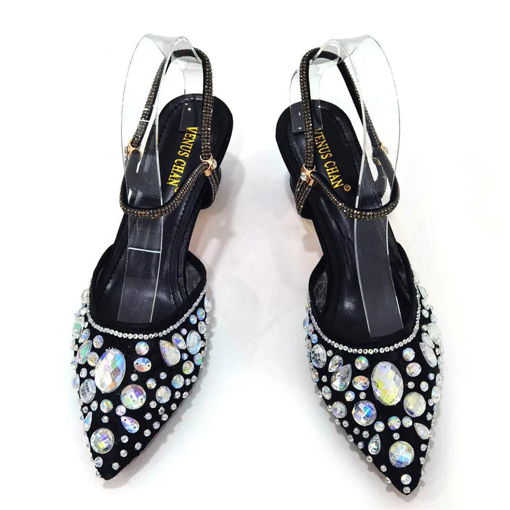 3D Bling Pointed Toe Slingback Heels — Shoes Only or With Matching Bag | 7 Colours | EU 37–42