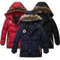 2-8 Years Winter Boys Jacket Thick Keep Warm Lining Plush Detachable Hat Hooded