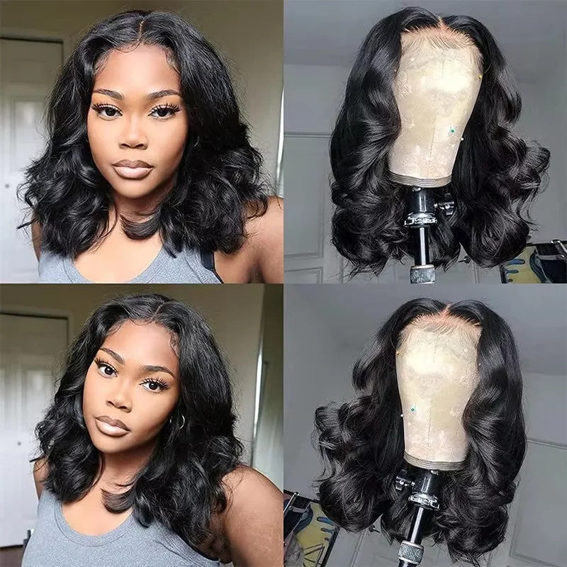 250% Body Wave HD Lace Frontal Wig Short Bob Wig Human Hair Glueless Human Hair