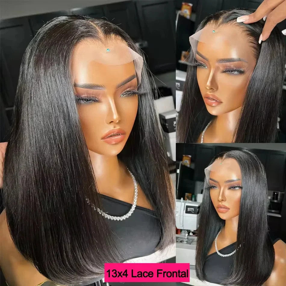 100% Vietnamese Super Double Drawn Bone Straight 13x4 Frontal Bob Wig with