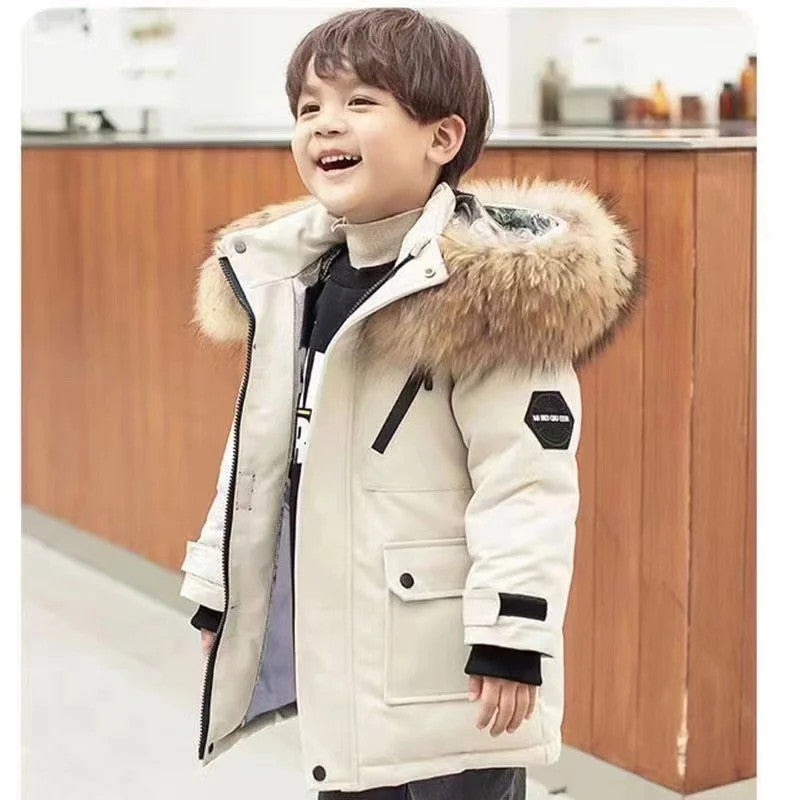 Kids Winter Jacket -30℃ Warm Padded Coat | Thick Velvet Parkas for Children